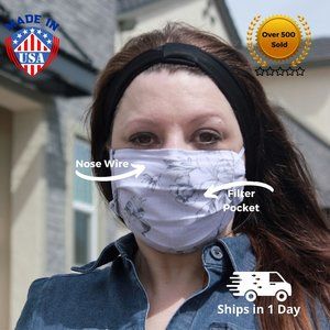 Face Mask, adjustable nose wire & filter pocket